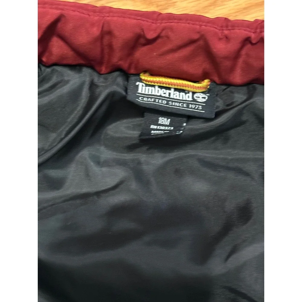 Timberland Kids‎ Puffer Vest Burgundy Red Quilted Full Zip Sleeveless Jacket 18M